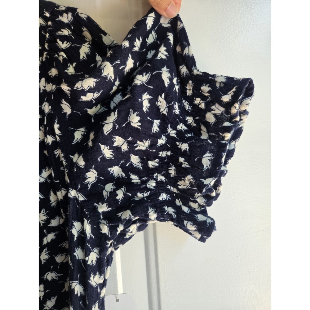 Time and Tru Dress Size XXL 20 Dark Navy White Petals Drop Waist New Button Nwt - Picture 4 of 5